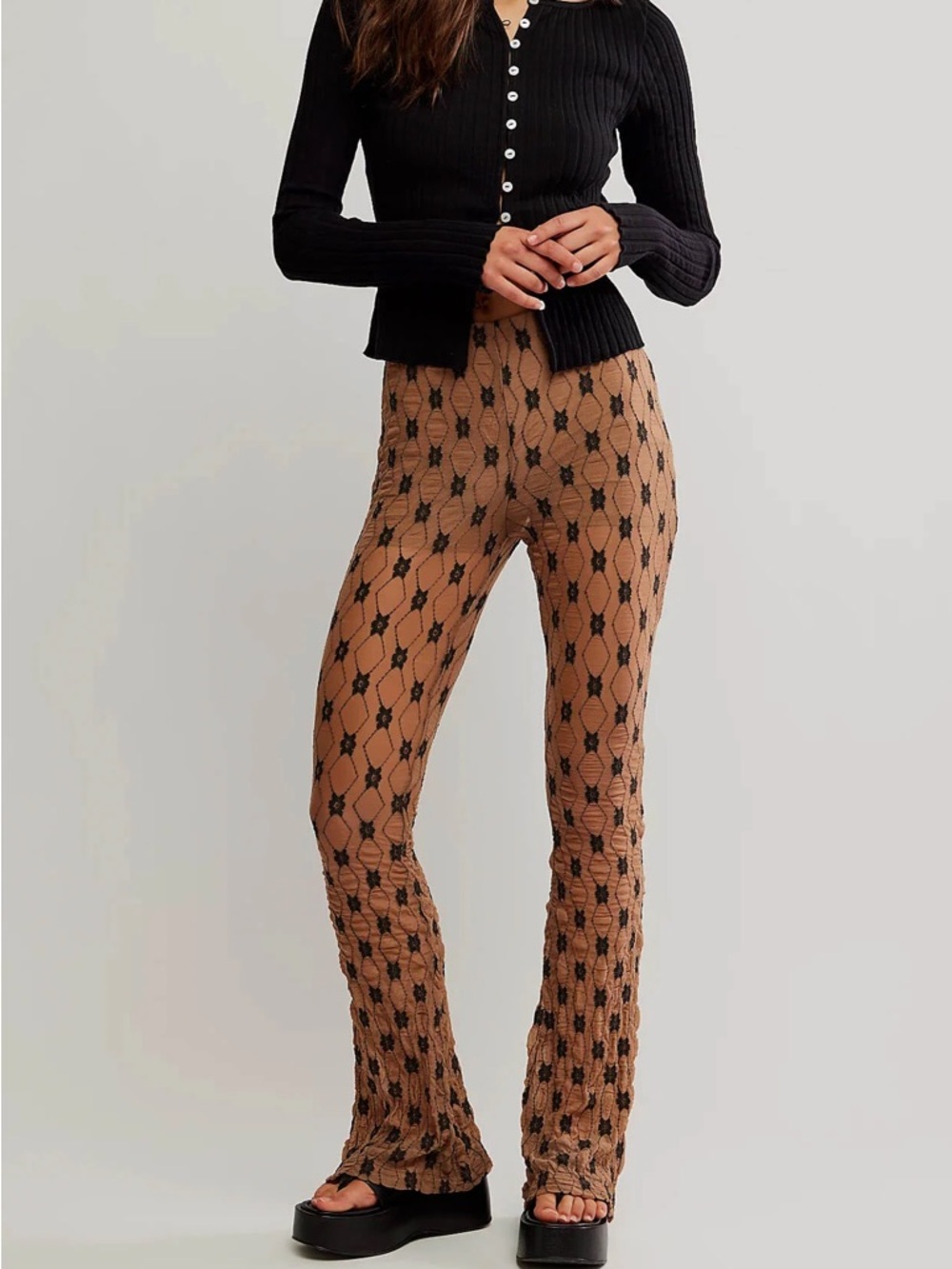Free People Margot Lace Overlay Flared Pants🔥NWOT - Picture 2 of 11